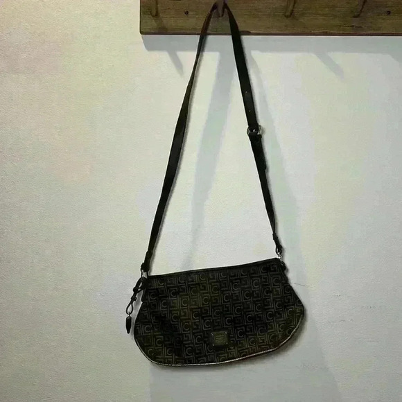 Handbags - Liz Claiborne Monogram Crossbody Shoulder Bag
Dark Brown Gold Adjustable Straps
